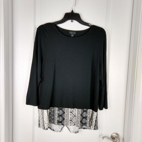J. Jill Tops - J. Jill Wearever Collection Womens Damask Print Hem 3/4 Sleeve Blouse